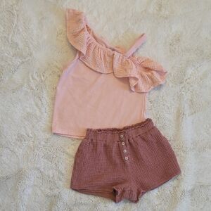 Paisley Lane Pink Ruffle Top and Shorts Set